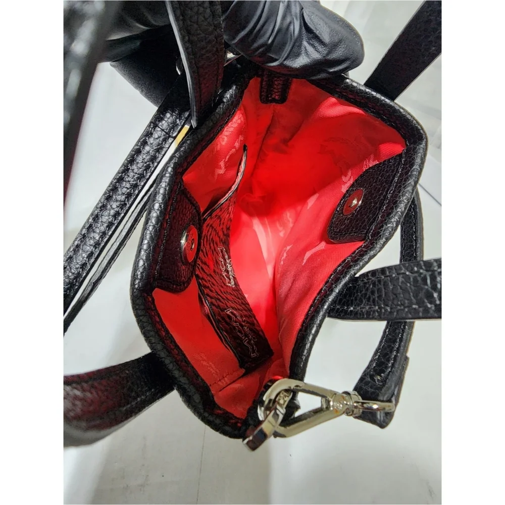 MCM Leather Color Splash Logo Mini Crossbody Bag Black